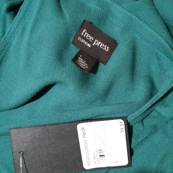 Free Press Women's Ruffle Sleeveless Dress Forest Green Racerback Travel Size L - Picture 9 of 9